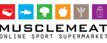 Muscle Meat merklogo voor beoordelingen van dieet- en gezondheidsproducten