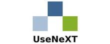UseNeXT merklogo voor beoordelingen van mobiele telefoons en telecomproducten of -diensten