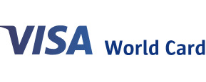 Visa World Card merklogo voor beoordelingen van financiële producten en diensten